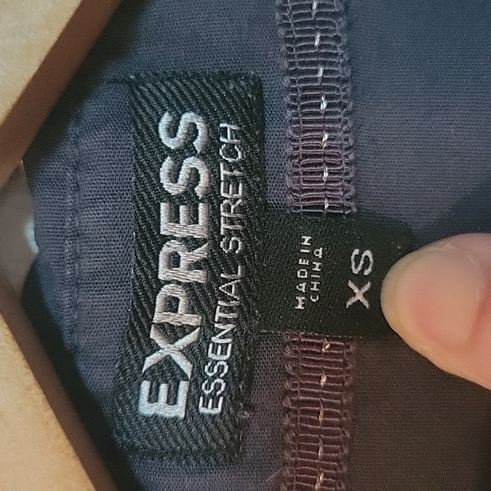 Express Dark Gray Button Down Top Euc - image 3